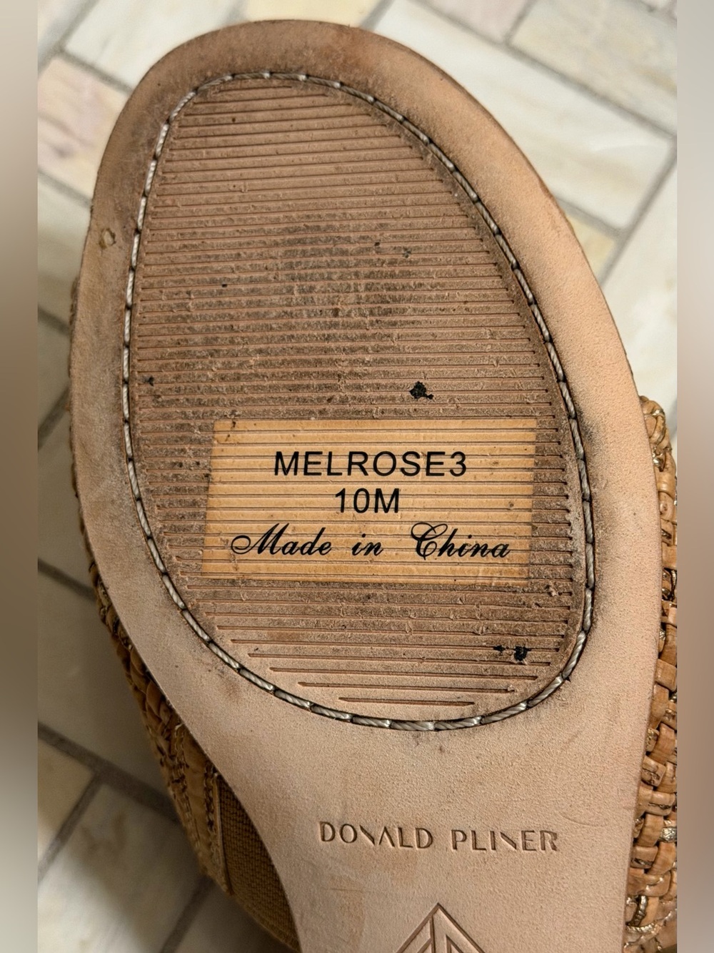 Donald Pliner Melrose3 Sparkle Cork Low Heels Natural Woven Sandal Size 10 - Picture 4 of 16
